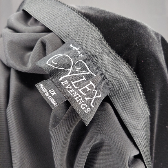 Alex Evenings Pant Suit Set Women 2X Black Velvet Sequin Party Event Wedding - Picture 14 of 16